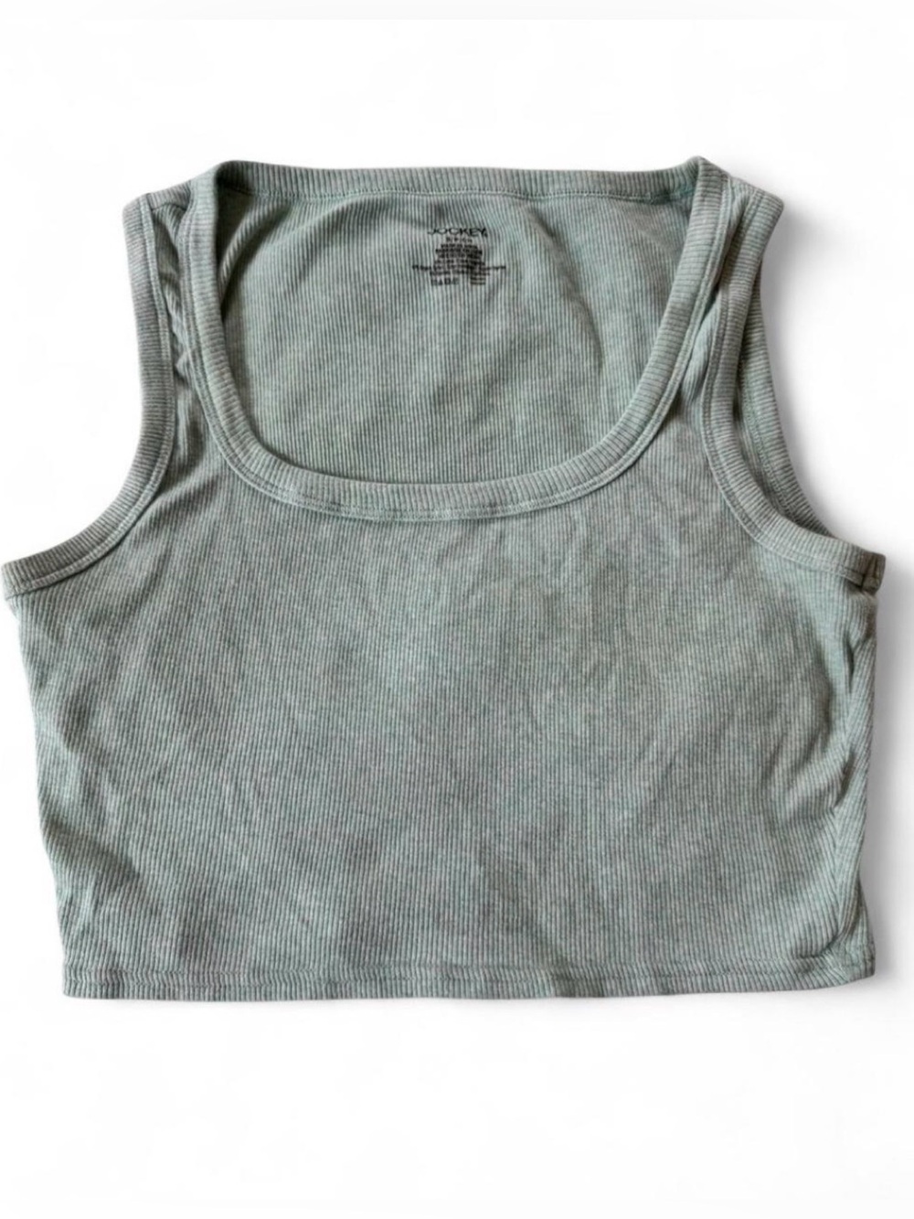 Jockey Ribbed Cropped Tank Top in Sage - Picture 2 of 6
